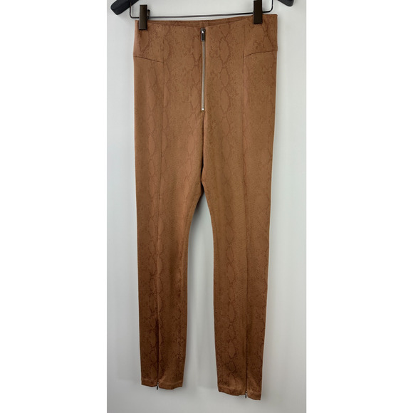 Good American Snake Print The Boss Pant Skinny Zipper Cognac Hi Rise Size 3 - Picture 2 of 10